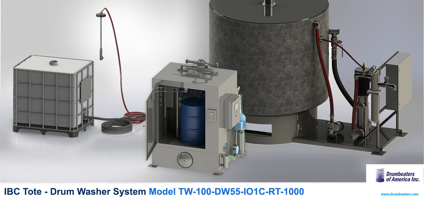 Tote Drum Washer (DW55-IO1C) with 1000 gallon recirculation tank